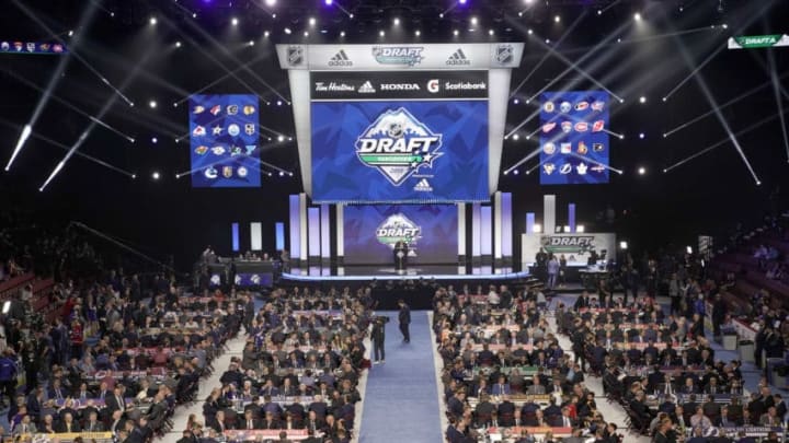 VANCOUVER, BRITISH COLUMBIA - JUNE 21: A general view of the draft floor prior to the first round of the 2019 NHL Draft at Rogers Arena on June 21, 2019 in Vancouver, Canada. (Photo by Rich Lam/Getty Images)