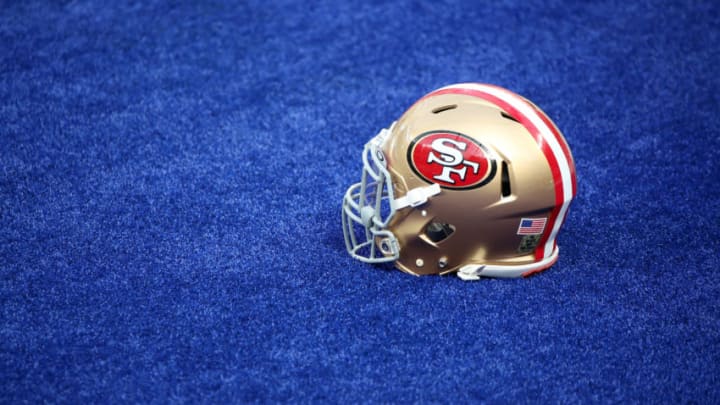 A general view of a San Francisco 49ers helmet (Photo by Katelyn Mulcahy/Getty Images)
