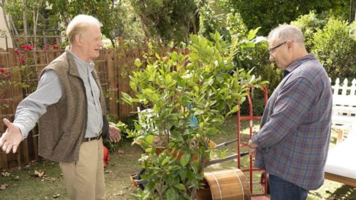 MODERN FAMILY - "Putting Down Roots" - Dede's husband, Jerry (Ed Begley Jr.), comes to town to bequeath her possessions to the family. Mitch and Claire receive a little more of Dede than they really know what to do with, and Jay and Gloria feel sorry for Jerry and invite him to stay with them while he is in town, on "Modern Family," WEDNESDAY, DEC. 5 (9:00-9:31 p.m. EST), on The ABC Television Network. (ABC/Ron Tom)ED BEGLEY JR., ED O'NEILL