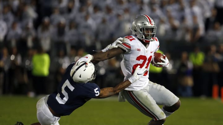 STATE COLLEGE, PA – SEPTEMBER 29: Parris Campbell #21 of the Ohio State Buckeyes rushes against Tariq Castro-Fields #5 of the Penn State Nittany Lions on September 29, 2018 at Beaver Stadium in State College, Pennsylvania. (Photo by Justin K. Aller/Getty Images)