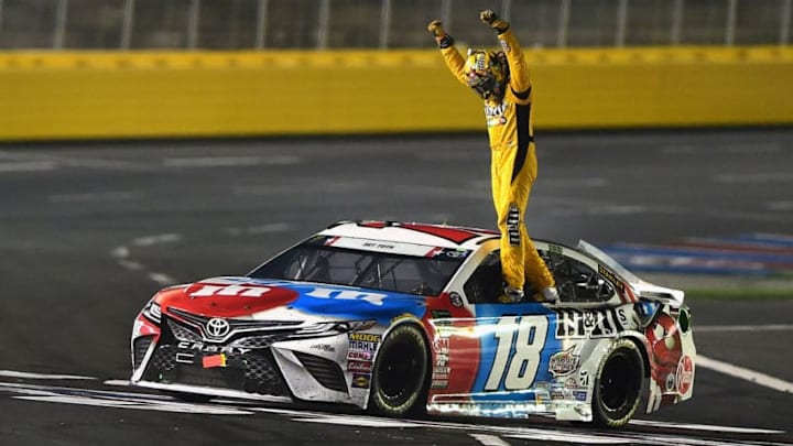 CHARLOTTE, NC - MAY 27: Kyle Busch, driver of the #18 M and M's Red White and Blue Toyota (Photo by Jared C. Tilton/Getty Images)