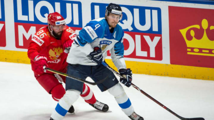 BRATISLAVA, SLOVAKIA – MAY 25: #4 Mikko Lehtonen of Finland. (Photo by RvS.Media/Robert Hradil/Getty Images)