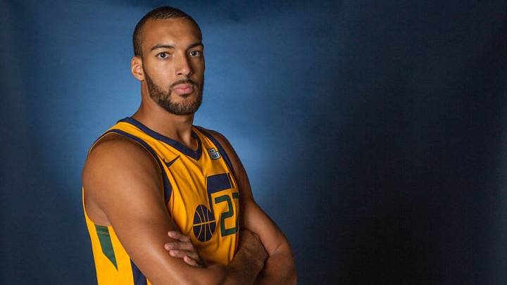 SALT LAKE CITY, UT - SEPTEMBER 24: Rudy Gobert #27 of the Utah Jazz poses for a portrait at media day on September 24, 2018 at the Zions Bank Basketball Campus in Salt Laker City, Utah. NOTE TO USER: User expressly acknowledges and agrees that, by downloading and or using this photograph, User is consenting to the terms and conditions of the Getty Images License Agreement. Mandatory Copyright Notice: Copyright 2018 NBAE (Photo by Melissa Majchrzak/NBAE via Getty Images)