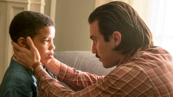 THIS IS US -- "Memphis" Episode 116 -- Pictured: (l-r) Lonnie Chavis as 9 year old Randall, Milo Ventimiglia as Jack -- (Photo by: Ron Batzdorff/NBC)