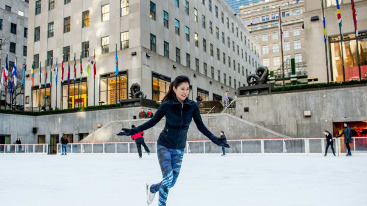 NEW YORK, NY - JANUARY 13: World Champion Figure Skater Kristi Yamaguchi Skates At Rockefeller Center at The Rink at Rockefeller Center on January 13, 2017 in New York City. (Photo by Roy Rochlin/Getty Images)