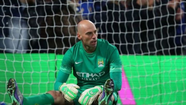 LONDON, ENGLAND - FEBRUARY 21 : A dejected looking Wilfredo Caballero of Manchester City during the Emirates FA Cup match between Chelsea and Manchester City at Stamford Bridge on February 21, 2016 in London, England. (Photo by Catherine Ivill - AMA/Getty Images)