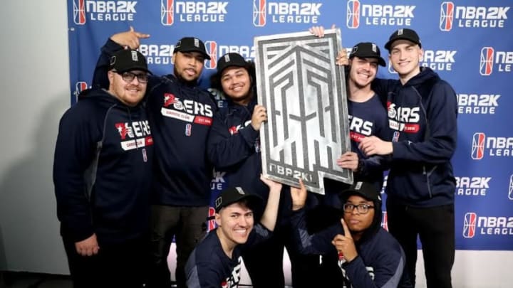 76ers GC poses for a team photo after winning the championship game of The Tipoff. Photo courtesy of the NBA 2k League.