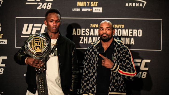UFC 248 Media day face-offs - Israel Adesanya vs. Yoel Romero (photo by Amy Kaplan/FanSided)