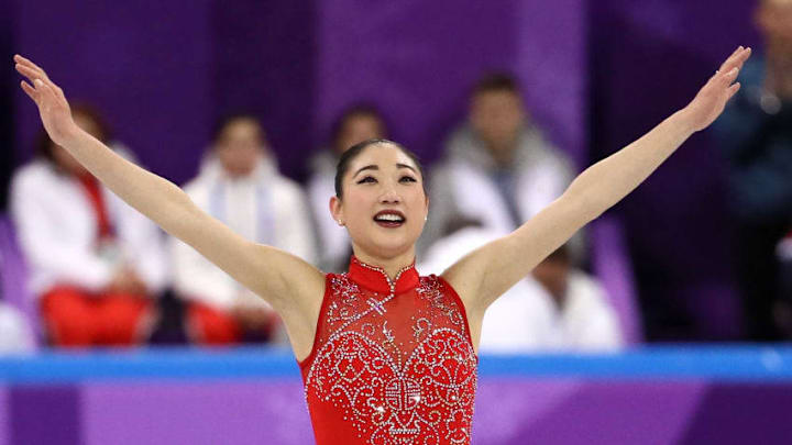 GANGNEUNG, SOUTH KOREA - FEBRUARY 12: Mirai Nagasu of the United States competes in the Figure Skating Team Event  Ladies Single Free Skating on day three of the PyeongChang 2018 Winter Olympic Games at Gangneung Ice Arena on February 12, 2018 in Gangneung, South Korea. (Photo by Jamie Squire/Getty Images)