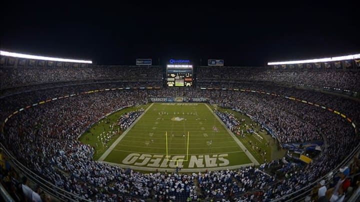 Sep 9, 2013; San Diego, CA, USA; General view of Qualcomm Stadium during the NFL football game between the Houston Texans and San Diego Chargers. Mandatory Credit: Kirby Lee-USA TODAY Sports