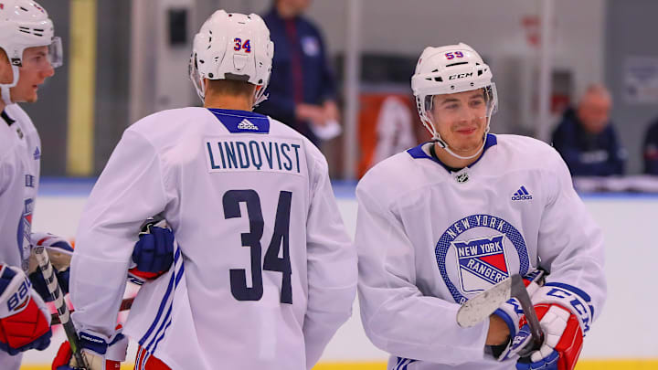 NEW YORK, NY – JUNE 29: New York Rangers Right Wing Ty Ronning (59) during New York Rangers Prospect Development Camp on June 29, 2018 at the MSG Training Center in New York, NY. (Photo by Rich Graessle/Icon Sportswire via Getty Images)