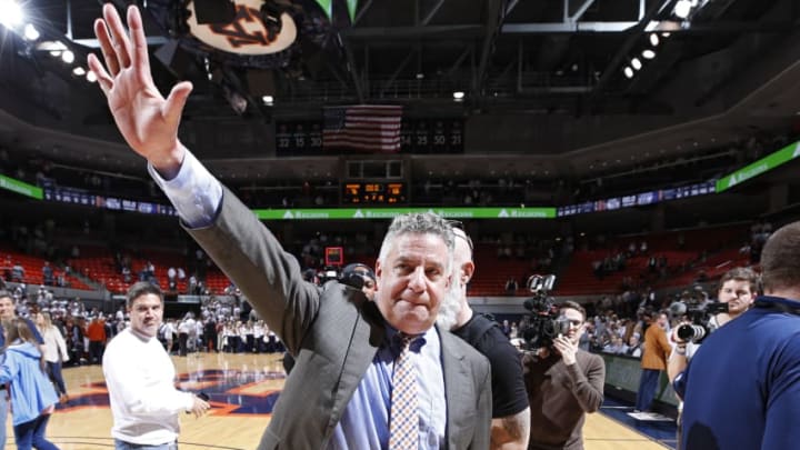 AUBURN, AL - FEBRUARY 14: Head coach Bruce Pearl of the Auburn Tigers waves to fans after a game against the Kentucky Wildcats at Auburn Arena on February 14, 2018 in Auburn, Alabama. Auburn defeated Kentucky 76-66. (Photo by Joe Robbins/Getty Images)