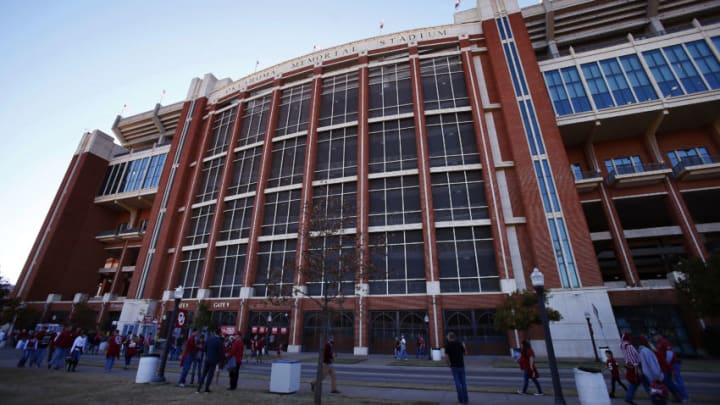 NORMAN, OK - NOVEMBER 9: The Gaylord Family Oklahoma Memorial Stadium, home of the Oklahoma Sooners, is ready for a game against the Iowa State Cyclones on November 9, 2019 at in Norman, Oklahoma. OU held on to win 42-41. (Photo by Brian Bahr/Getty Images)