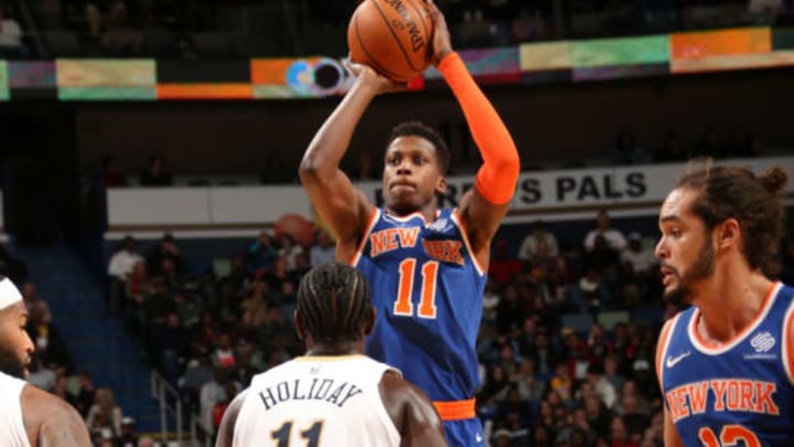 NEW ORLEANS, LA – DECEMBER 30: Frank Ntilikina #11 of the New York Knicks shoots the ball against the New Orleans Pelicans on December 30, 2017 at the Smoothie King Center in New Orleans, Louisiana. Copyright 2017 NBAE (Photo by Layne Murdoch/NBAE via Getty Images)