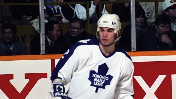 TORONTO, ON – DECEMBER 9: Luke Richardson #2 of the Toronto Maple Leafs skates against the Montreal Canadiens during NHL game action on December 9, 1989 at Maple Leaf Gardens in Toronto, Ontario, Canada. (Photo by Graig Abel/Getty Images)
