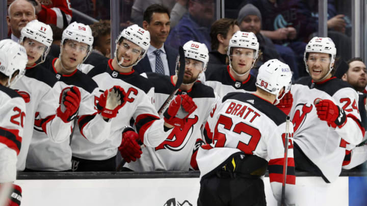 Jesper Bratt #63 of the New Jersey Devils. (Photo by Steph Chambers/Getty Images)