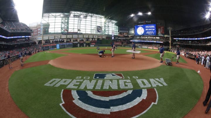 HOUSTON, TEXAS - APRIL 05: Opening Day as the Houston Astros play the Oakland Athletics at Minute Maid Park on April 05, 2019 in Houston, Texas. (Photo by Bob Levey/Getty Images)