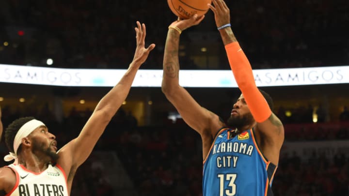 OKC Thunder forward Paul George (Photo by Steve Dykes/Getty Images)