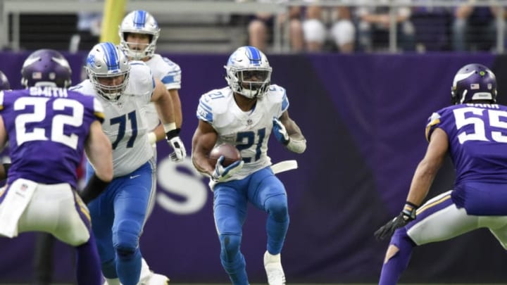 MINNEAPOLIS, MN - OCTOBER 1: Ameer Abdullah #21 of the Detroit Lions carries the ball in the second half of the game against the Minnesota Vikings on October 1, 2017 at U.S. Bank Stadium in Minneapolis, Minnesota. (Photo by Hannah Foslien/Getty Images)