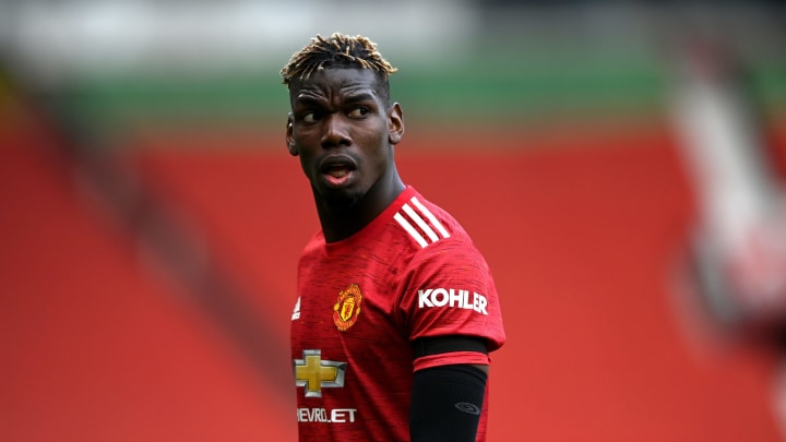 MANCHESTER, ENGLAND – APRIL 18: Paul Pogba of Manchester United (Photo by Gareth Copley/Getty Images)