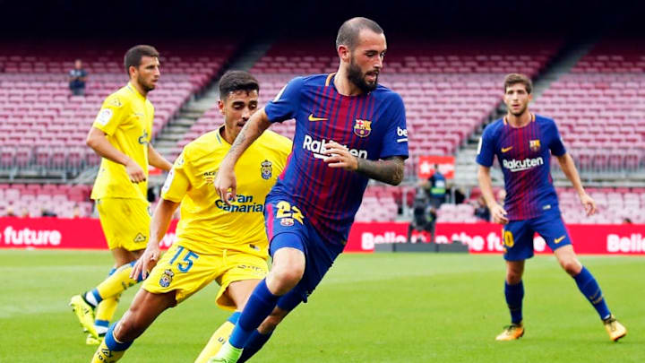 Aleix Vidal and Borja during La Liga match between FC Barcelona v UD Las Palmas that has been played behind closed doors, in Barcelona, on October 01, 2017. (Photo by Urbanandsport/NurPhoto via Getty Images)
