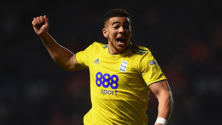 BRISTOL, ENGLAND - FEBRUARY 26: Che Adams of Birmingham City reacts after claiming to have scored, only for no goal to be given during the Sky Bet Championship match between Bristol City and Birmingham City at Ashton Gate on February 26, 2019 in Bristol, England. (Photo by Harry Trump/Getty Images)
