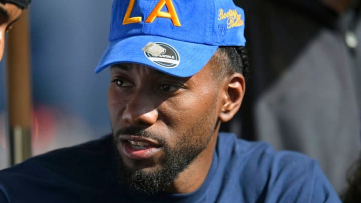 LOS ANGELES, CA - SEPTEMBER 29: Kawhi Leonard of the Los Angeles Clippers is seen during a game between the Tampa Bay Buccaneers and Los Angeles Rams at Los Angeles Memorial Coliseum on September 29, 2019 in Los Angeles, California. Tampa Bay won 55-40. (Photo by John McCoy/Getty Images)