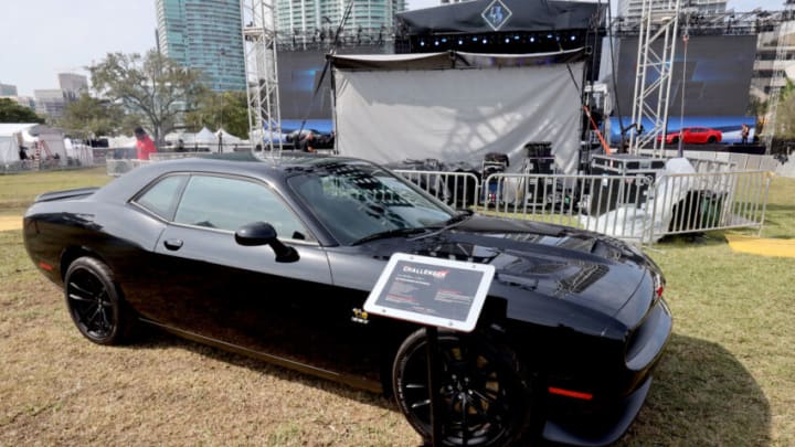MIAMI BEACH, FLORIDA - JANUARY 30: A 2020 Dodge Challenger on display during Universal Pictures presents The Road to F9 Concert and Trailer Drop on January 31, 2020 in Miami Beach, Florida. (Photo by Tasos Katopodis/Getty Images for Universal Pictures)