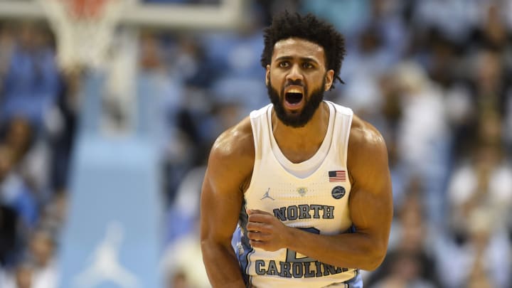 Jan 31, 2017; Chapel Hill, NC, USA; North Carolina Tar Heels guard Joel Berry II (2) reacts in the second half. The Tar Heels defeated the Panthers 80-78 at Dean E. Smith Center. Mandatory Credit: Bob Donnan-USA TODAY Sports