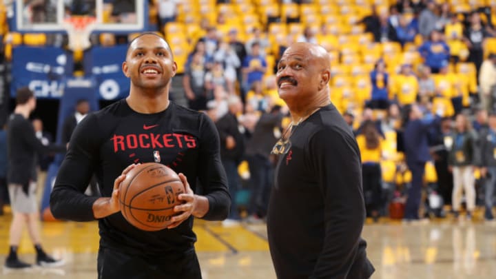Houston Rockets guard Eric Gordon and assistant coach John Lucas (Photo by Joe Murphy/NBAE via Getty Images)