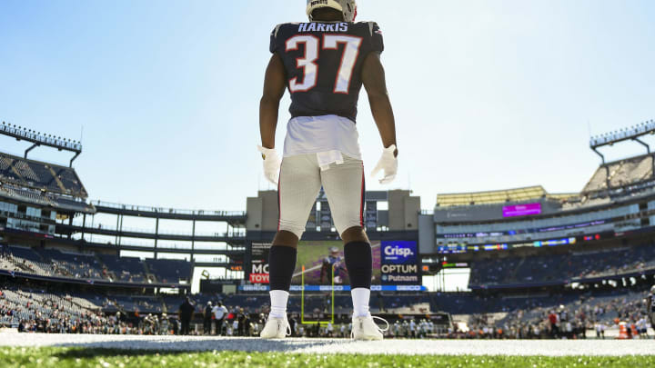 New England Patriots running back Damien Harris (Photo by Billie Weiss/Getty Images)