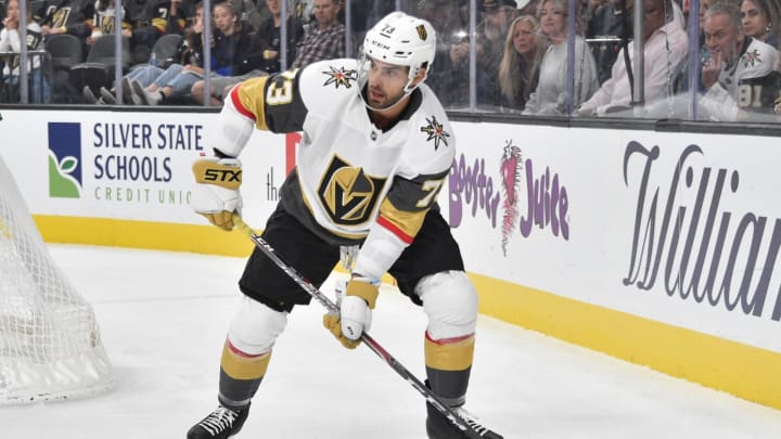 LAS VEGAS, NEVADA – OCTOBER 25: Brandon Pirri #73 of the Vegas Golden Knights skates during the third period against the Colorado Avalanche at T-Mobile Arena on October 25, 2019 in Las Vegas, Nevada. (Photo by David Becker/NHLI via Getty Images)