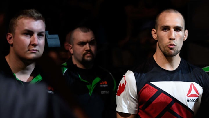 OTTAWA, ON - JUNE 18: Rory MacDonald of Canada prepares to enter the Octagon before facing Stephen Thompson of the United States in their welterweight bout during the UFC Fight Night event inside the TD Place Arena on June 18, 2016 in Ottawa, Ontario, Canada. (Photo by \Jeff Bottari/Zuffa LLC/Zuffa LLC via Getty Images)