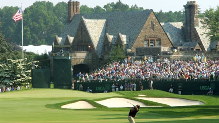 MAMARONECK, NY - JUNE 18: Colin Montgomerie of Scotland hits his approach shot on the ninth hole during the final round of the 2006 US Open Championship at Winged Foot Golf Club on June 18, 2006 in Mamaroneck, New York. (Photo by Jamie Squire/Getty Images)