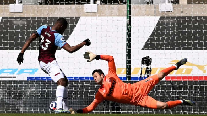 Issa Diop of West Ham United United scores an own-goal. (Photo by Stu Forster/Getty Images)