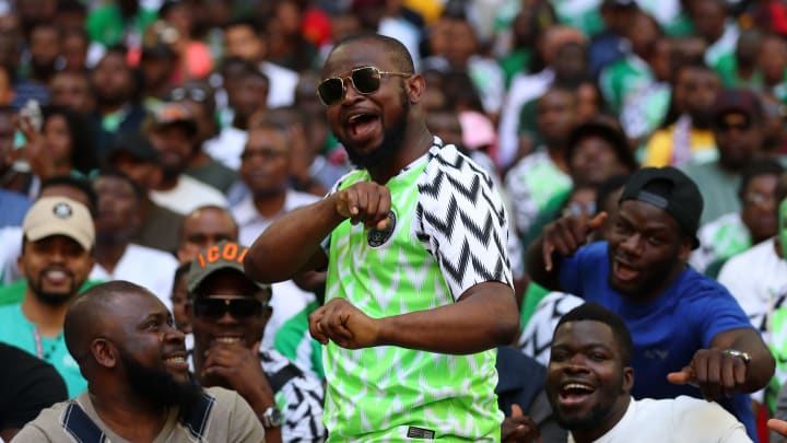 LONDON, ENGLAND – JUNE 02: Fans of Nigeria during the International Friendly match between England and Nigeria at Wembley Stadium on June 2, 2018 in London, England. (Photo by Catherine Ivill/Getty Images)