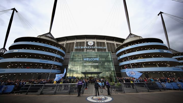 MANCHESTER, ENGLAND - MAY 16: General views of the stadium ahead of the Premier League match between Manchester City and West Bromwich Albion at Etihad Stadium on May 16, 2017 in Manchester, England. (Photo by Clive Mason/Getty Images) MANCHESTER, ENGLAND - MAY 16: General views of the stadium ahead of the Premier League match between Manchester City and West Bromwich Albion at Etihad Stadium on May 16, 2017 in Manchester, England. (Photo by Clive Mason/Getty Images)