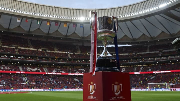 MADRID, SPAIN - APRIL 21: King Cup trophy displayed prior the Spanish Copa del Rey Final match between Barcelona and Sevilla at Wanda Metropolitano on April 21, 2018 in Madrid, Spain. (Photo by Quality Sport Images/Getty Images)