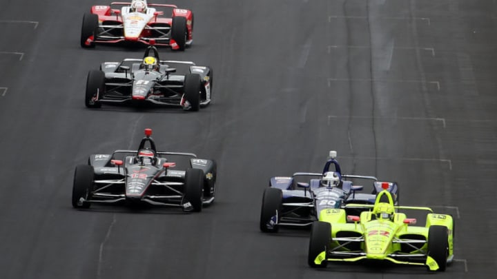 INDIANAPOLIS, INDIANA - MAY 26: Simon Pagenaud of France, driver of the #22 Menards Team Penske Chevrolet leads the field at the start of the 103rd running of the Indianapolis 500 at Indianapolis Motor Speedway on May 26, 2019 in Indianapolis, Indiana. (Photo by Chris Graythen/Getty Images)