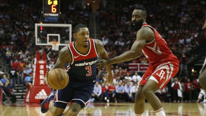 Washington Wizards Bradley Beal and Houston Rockets James Harden (Photo by Tim Warner/Getty Images)