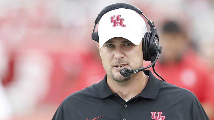 HOUSTON, TX – SEPTEMBER 10: Houston Cougars head coach Tom Herman walks the sidelines as he coaches against the Lamar Cardinals in the second quarter at TDECU Stadium on September 10, 2016 in Houston, Texas. Houston won 42 to 0. (Photo by Thomas B. Shea/Getty Images)