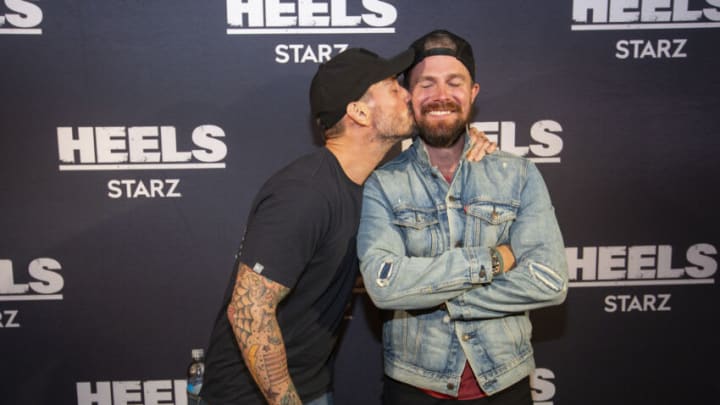 CHICAGO, IL - AUGUST 26: Phil Brooks “CM Punk” and Stephen Amell pose for a photo during a screening episode of the Starz channel's wrestling drama "Heels" at the AMC River East Theater, on August 26, 2021 in Chicago, Illinois. (Photo by Barry Brecheisen/Getty Images)
