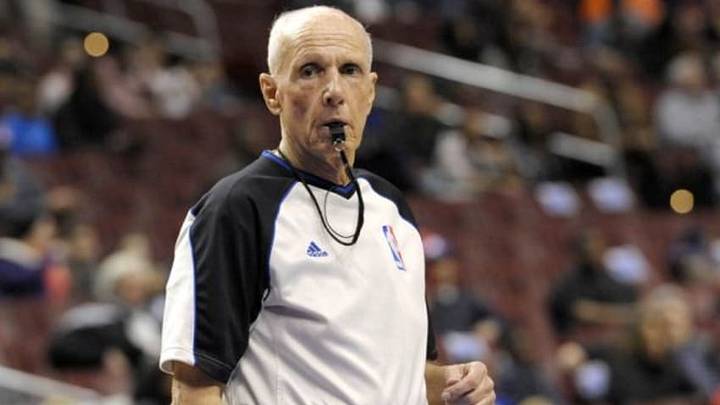 Mar 15, 2014; Philadelphia, PA, USA; NBA referee Dick Bavetta (27) during the second half of a game between the Philadelphia 76ers and Memphis Grizzlies at Wells Fargo Center. The Grizzlies defeated the 76ers, 103-77. Mandatory Credit: Eric Hartline-USA TODAY Sports