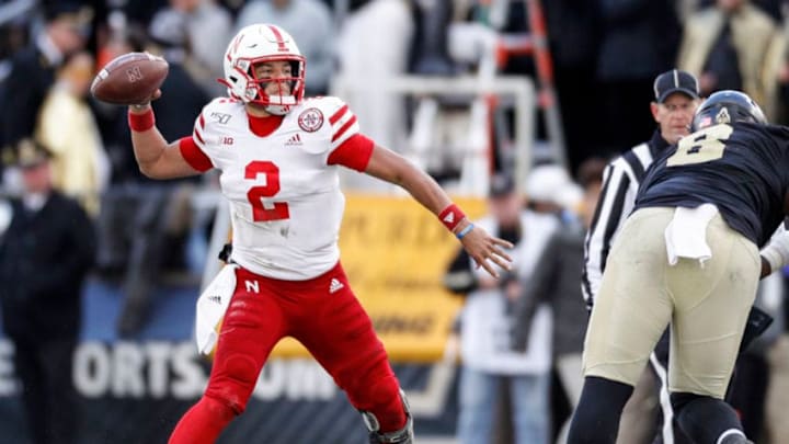 WEST LAFAYETTE, IN - NOVEMBER 02: Adrian Martinez #2 of the Nebraska Cornhuskers throws the ball during the second half against the Purdue Boilermakers at Ross-Ade Stadium on November 2, 2019 in West Lafayette, Indiana. (Photo by Michael Hickey/Getty Images)