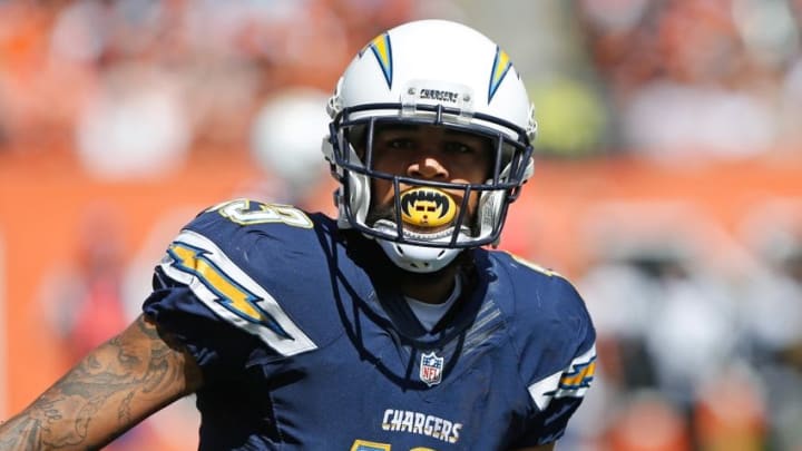 Sep 20, 2015; Cincinnati, OH, USA; San Diego Chargers wide receiver Keenan Allen (13) against the Cincinnati Bengals at Paul Brown Stadium. The Bengals won 24-19. Mandatory Credit: Aaron Doster-USA TODAY Sports