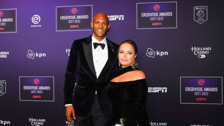 Sebastien Haller and his wife attend the Eredivisie Awards 2022. (Photo by Rene Nijhuis/BSR Agency/Getty Images)