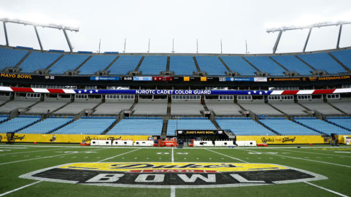 CHARLOTTE, NORTH CAROLINA - DECEMBER 30: A general view of midfield prior to the Duke's Mayo Bowl between the South Carolina Gamecocks and the North Carolina Tar Heels at Bank of America Stadium on December 30, 2021 in Charlotte, North Carolina. (Photo by Jared C. Tilton/Getty Images)