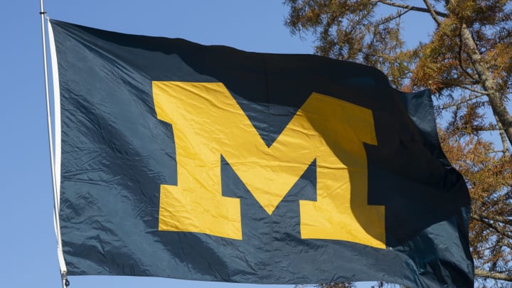 CHAMPAIGN, IL – OCTOBER 12: A Michigan Wolverines flag is seen in the tailgate lot before the game against the Illinois Fighting Illini at Memorial Stadium on October 12, 2019, in Champaign, Illinois. (Photo by Michael Hickey/Getty Images)