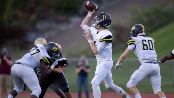 Lausanne quarterback Brock Glenn (11) makes a pass Friday, Sept. 4, 2020, during a game at First Assembly Christian School in Cordova.090420 Facsvslausannefb 21 Msg