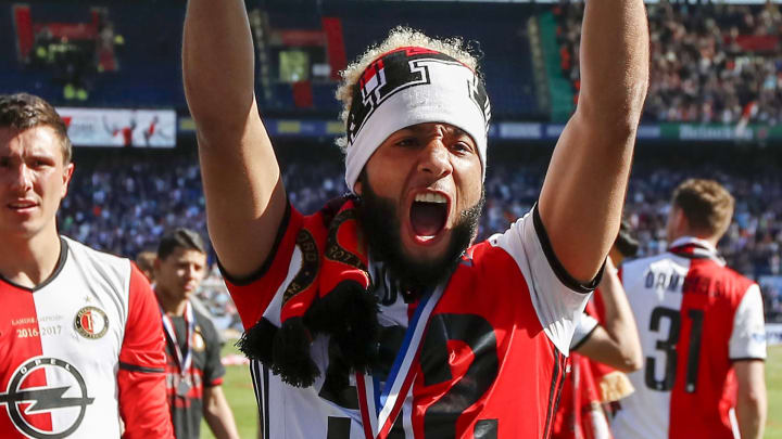 Tonny Vilhena of Feyenoord with tropheeduring the Dutch Eredivisie match between Feyenoord Rotterdam and Heracles Almelo at the Kuip on May 14, 2017 in Rotterdam, The Netherlands(Photo by VI Images via Getty Images)